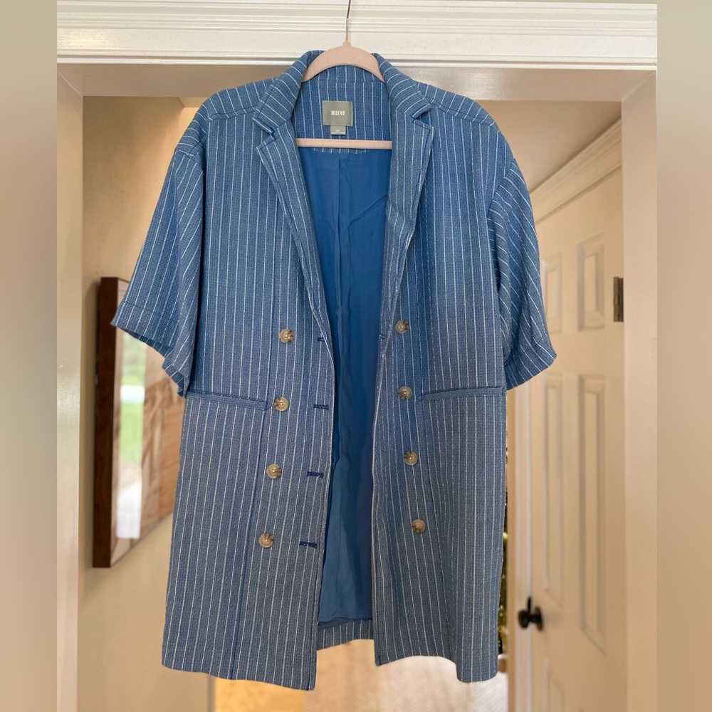 EUC Maeve short sleeved striped coat. Size XS.